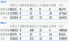 仓库作业数据表格